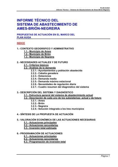 Informe Técnico Del Sistema De Abastecimiento De Ames Brión Negreira