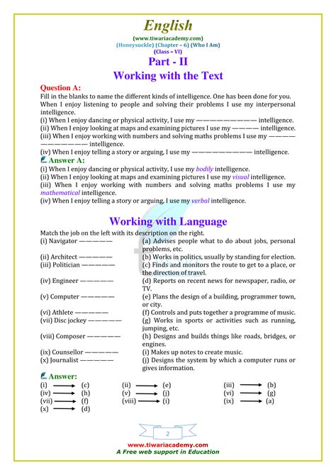 NCERT Solutions For Class 6 English Honeysuckle Chapter 6 In PDF Form