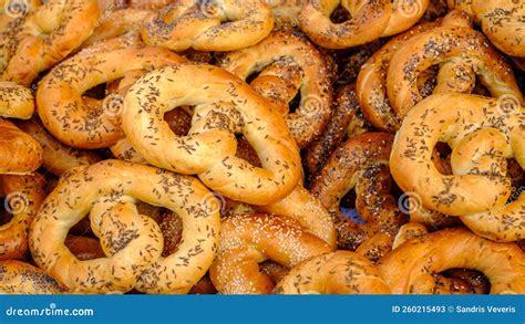 Delicious Freshly Baked Traditional Pretzels With Cumin Handmade At