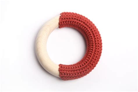 Red Orange Teething Ring First Toy Babywearing Toy