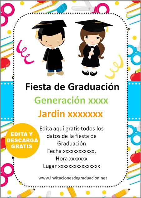 Las Mejores Invitaciones De Graduaci N Preescolar Kinder Para Editar