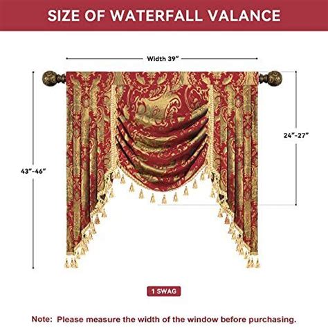 Luxury Waterfall Valance For Living Room Classic Damask Jacquard Swag Valances W Ebay