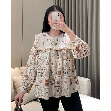 Jual Eska Clothing Anne Blouse Kemeja Blus Atasan Top Kekinian