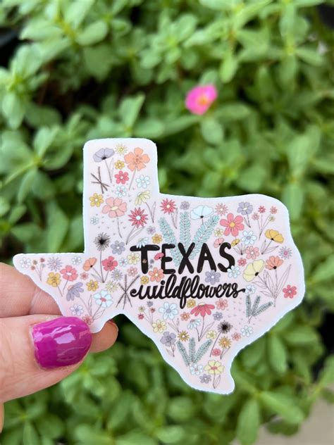 Texas Sticker State Sticker Wildflowers Sticker Waterproof Etsy