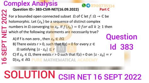 Csir Net September Complex Analysis Solution Questions Id