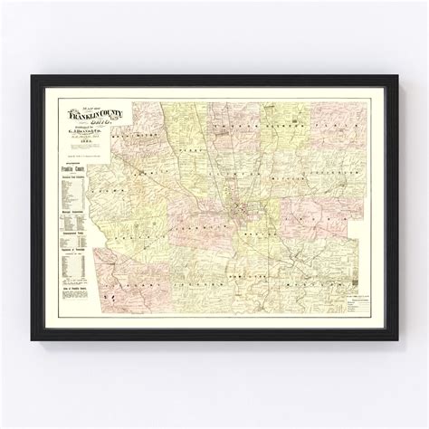 Vintage Map Of Franklin County Ohio 1883 By Teds Vintage Art