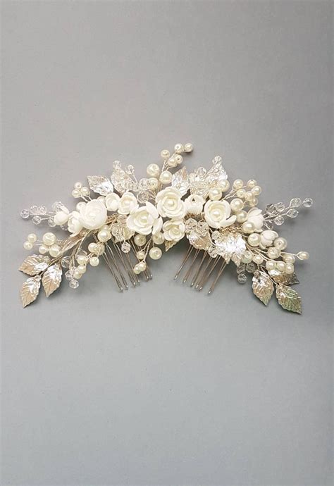 Ivory Pearl Bridal Hair Comb Ivory Bridal Headpiece Bridal Tocados De