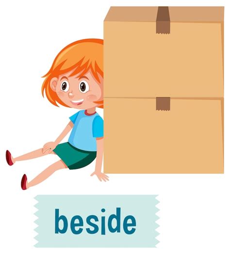 Premium Vector Preposition Of Place With Cartoon Girl And A Box