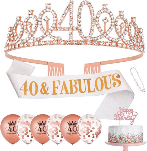 Yorgewd Couronne Anniversaire 40 Ans Echarpe Anniversaire Diadème