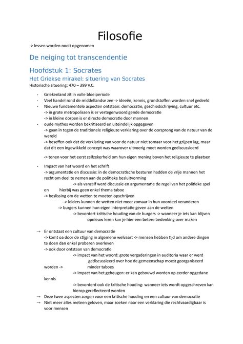 Notities Filosofie Samenvatting Lessen En Boek Wijsbegeerte Tim