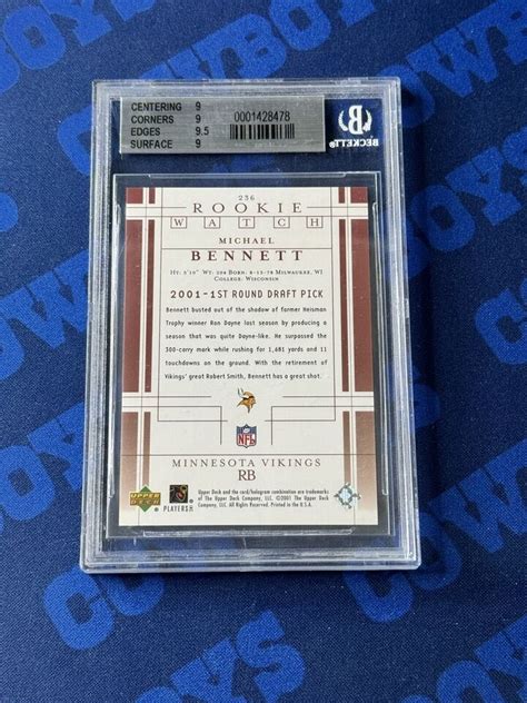 2001 Upper Deck Rookie Watch Michael Bennett 236 BGS 9 MINT Rookie RC