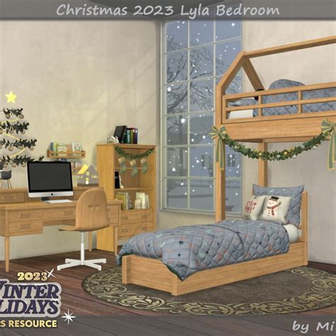 Christmas 2023 Lyla Bedroom In 2024 Sims 4 Loft Sims 4 Bedroom Sims 4 Beds