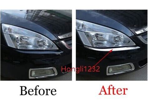 Chrome Steel Front Headlight Lamp Eyebrow Trim For Honda Accord 7th