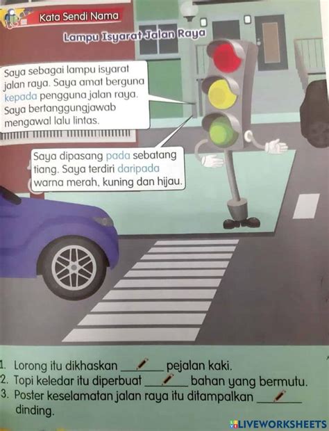 keselamatan jalan raya kata sendi nama worksheet  worksheets