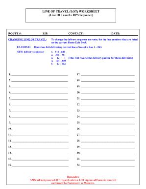 LINE OF TRAVEL LOT WORKSHEET Line Of Travel Fill And Sign