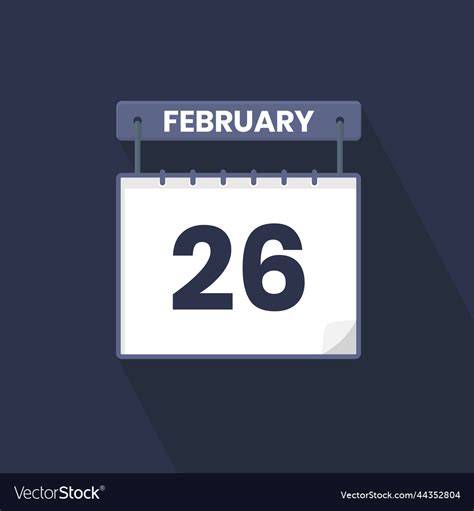 26th february calendar icon february 26 calendar Vector Image