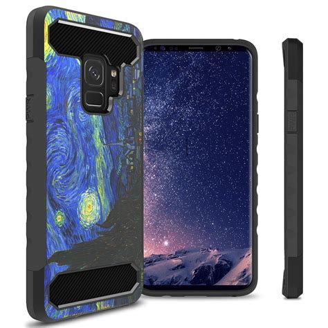 Coveron Samsung Galaxy S9 Case Arc Series Hybrid Phone Cover With Carbon Fiber Accents