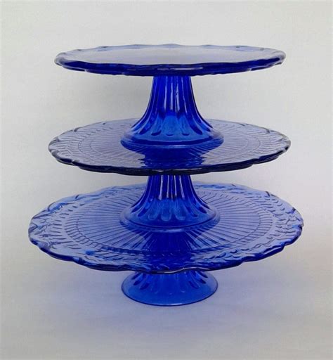 Blue Glass Pedestal Cake Stands Blue Glass Cake Stand Glass Pedestal