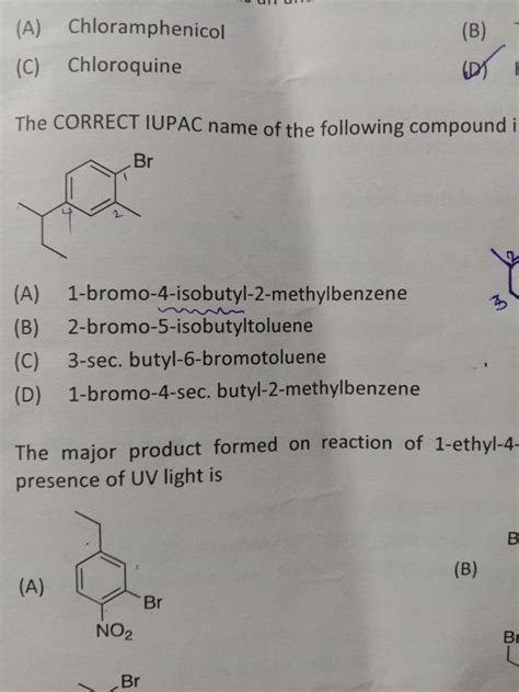 The CORRECT IUPAC Name Of The Following Compound I Filo