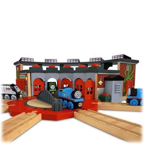 Mattel Y4366 Deluxe Roundhouse Thomas And Friends Wooden Railway By