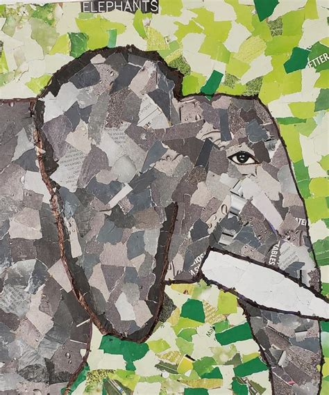 Elephant Paper Collage Art For Kindergarten Students