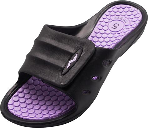 Norty Womens Summer Comfort Casual Slide Flat Strap Shower Sandals Slip ...