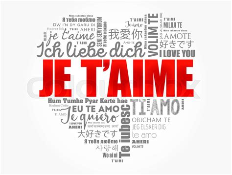 Je t’aime (I Love You in French) love heart | Stock vector | Colourbox