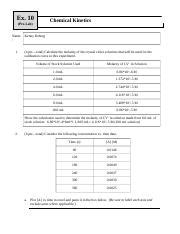 10- Chemical Kinetics Pre-lab SP19-1.docx - Ex. 10 Chemical Kinetics ... 