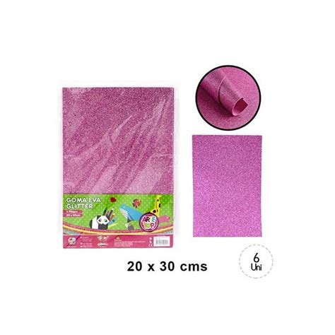 GOMA EVA GLITTER COLOR ROSADA 20 X 30 SET 6 UNID Active Brain