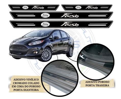 Kit Jogo Soleira Adesiva Platinum Ford New Fiesta 8 peças Soleira