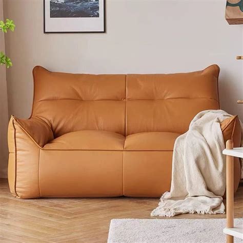 Bean Bag Chair Top Faux Leather 2 Seat Bean Bag Sofa Cover No Filler Beanbag Couch