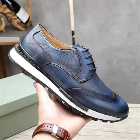 Chaussures En Cuir V Ritable Pour Hommes Baskets La Mode Motif