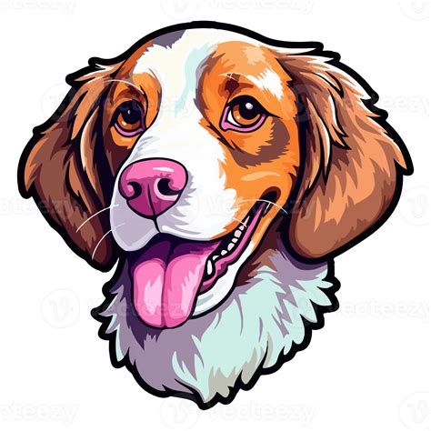 Colorful Brittany Spaniel Dog Brittany Spaniel Portrait Dog Sticker