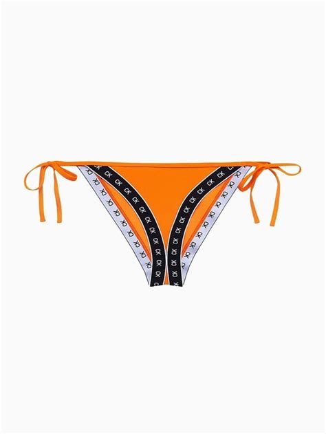 Calvin Klein Cheeky String Side Tie Vermillion Orange Bikini Bottom