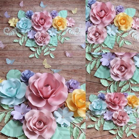 10 Piece Paper Flowers Color Customizable Nursery Etsy