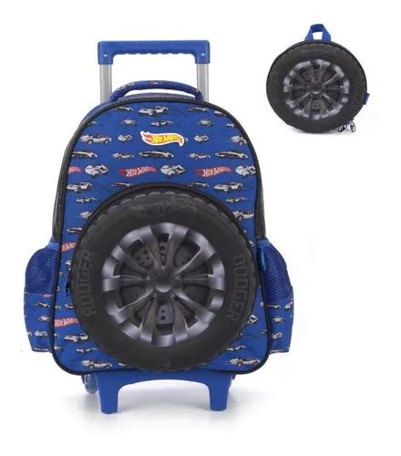 Kit Mochila De Rodinhas E Lancheira Luxcel Hot Wheels Azul Parcelamento Sem Juros