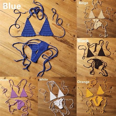 Hand Crochet Bikini Set Womens Sexy Beach Swimwear Bohemian Swimsuit