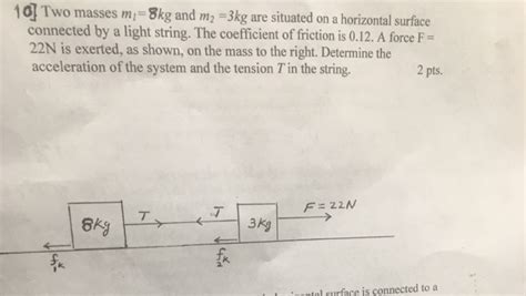 Solved 1 이 Two Masses M1 8kg And M2 3kg Are Situated On A