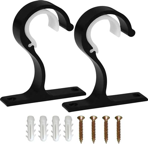 Pcs Curtain Rod Brackets Adjustable Curtain Pole Brackets Black Heavy