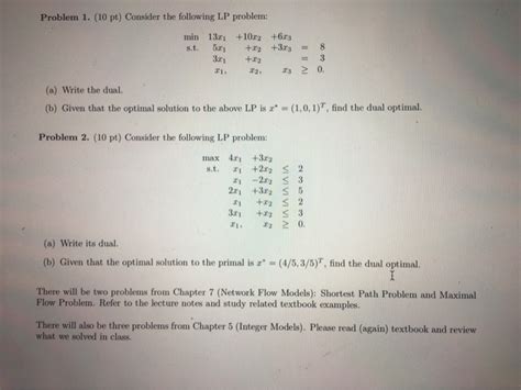 Problem 1 10 Pt Consider The Following Lp Problem