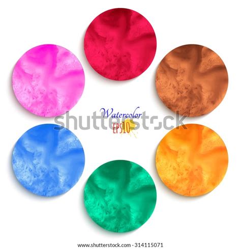 Set Rainbow Watercolor Paint Circles Watercolor Stock Vector Royalty