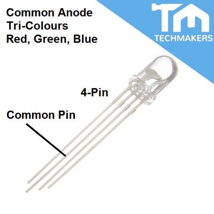 Led Mm Pin Rgb Green Red Blue Tri Color Common Anode Cathode