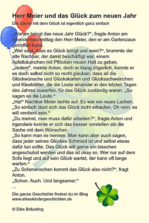 Herr Meier und das Glück zum neuen Jahr Elkes Kindergeschichten