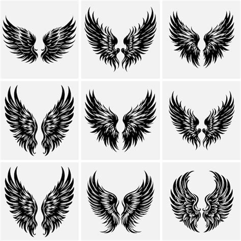 Premium Vector Set Of Angel Wings Art Silhouette