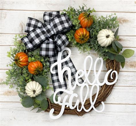 Fall Wreath Front Door Wreath Welcome Sign Fall Home Decor - Etsy