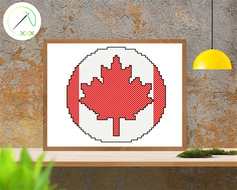 Canada Flag Cross Stitch Pattern Maple Leaf Patriotic Etsy