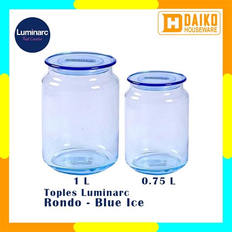 Jual Toples Kaca Luminarc Rondo Ice Blue Tempat Kue Kedap Udara