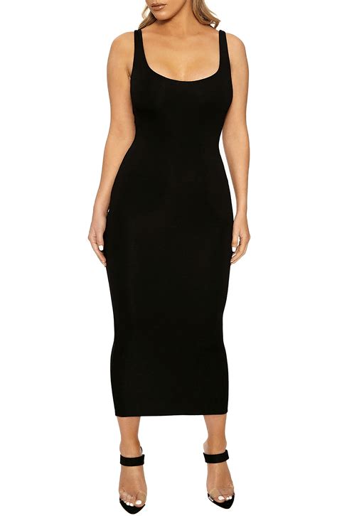 Naked Wardrobe The Nw Hourglass Midi Dress In Black Lyst