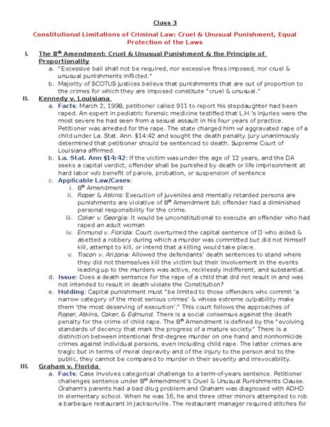 Class 3 - Cruel & Unusual Punishment, Equal Protection of the Laws