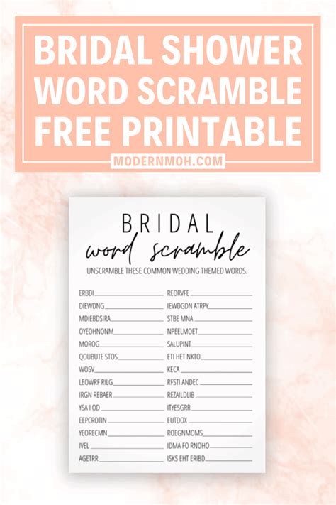 Free Printable Bridal Shower Word Scramble Printable Word Searches